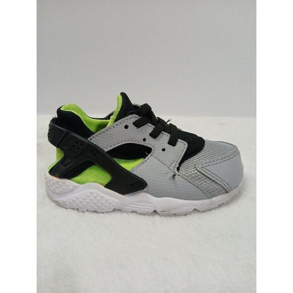 Nike Air Huarache Run Wolf Gray/Volt Green 704949-015 Toddler Size 7C - Picture 4 of 9